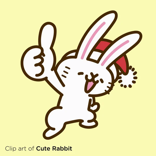 Rabbit Karakter Illustratie Serie Rabbit Santa Claus Geven Goed Teken — Stockvector