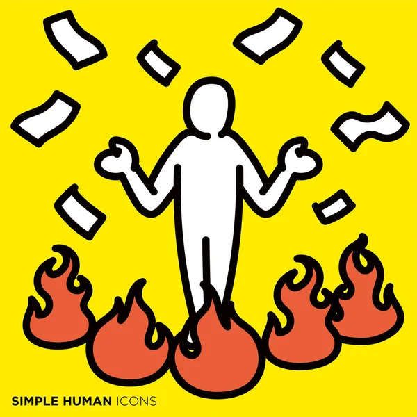 Проста Людська Ікона Серії Люди Які Заробляють Гроші Спалюючи Sns — стоковий вектор