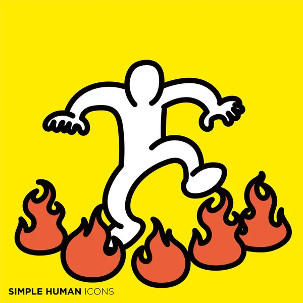 Simple Série Icônes Humaines Les Gens Qui Brûlent Explosent Sur — Image vectorielle