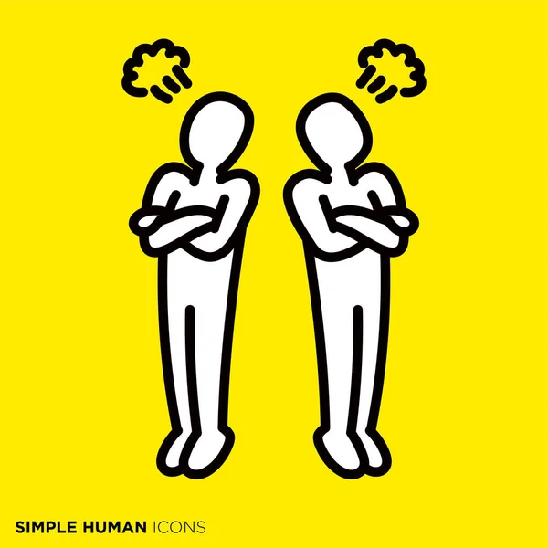 Einfache Menschliche Symbolserie Zwei Menschen Einem Großen Streit — Stockvektor