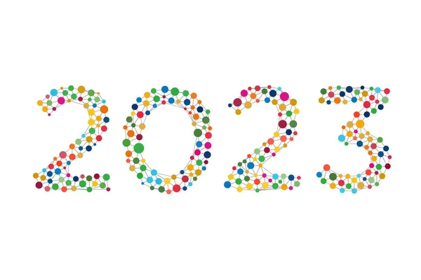 Renkli Suluboya Polka Noktalarından Çeşitlilik Oluşan 2023 Karakter Çeşitlilik — Stok Vektör