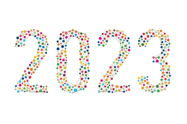 Renkli Suluboya Polka Noktalarından Çeşitlilik Oluşan 2023 Karakter Çeşitlilik — Stok Vektör