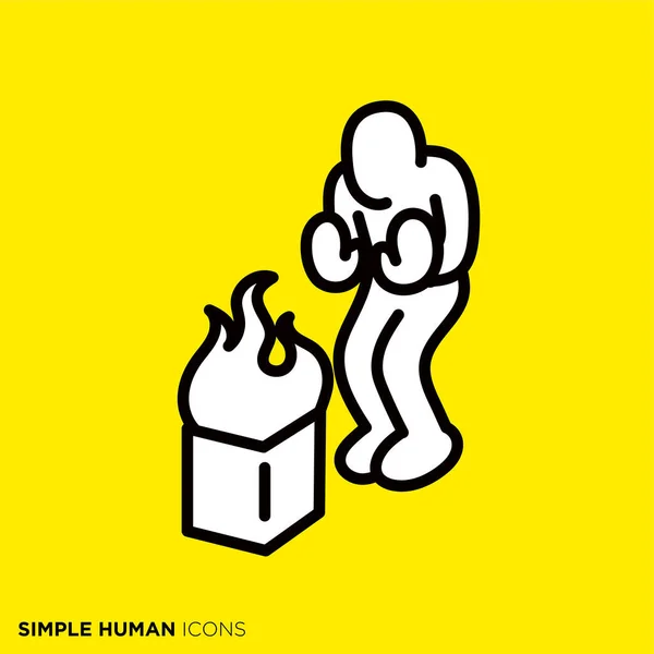 Eenvoudige Menselijke Icoon Serie Mensen Die Warm Vreugdevuur — Stockvector