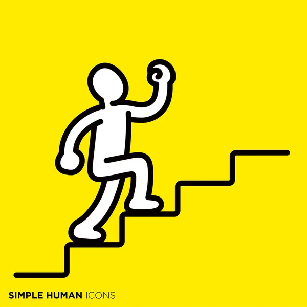 Una Simple Serie Iconos Humanos Gente Subiendo Las Escaleras — Vector de stock