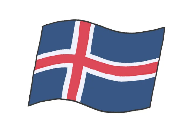 手書きの子供のようなアイスランドの旗のイラスト — ストック写真
