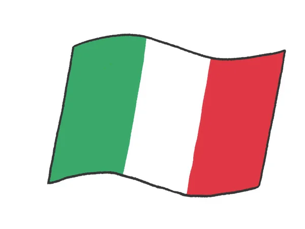 Иллюстрация Итальянского Флага Ребенка Написанного Руки — стоковое фото