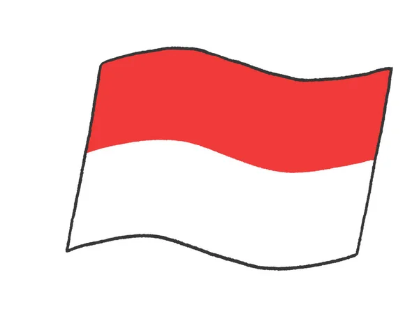 Иллюстрации Флага Республики Индонезия Написанные Руки Детей — стоковое фото