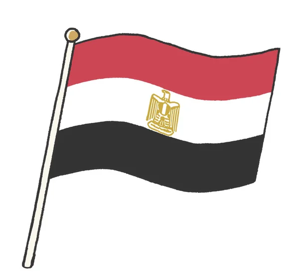 Ilustraciones Bandera Nacional República Árabe Egipcia Como Manuscrita Por Niños — Foto de Stock
