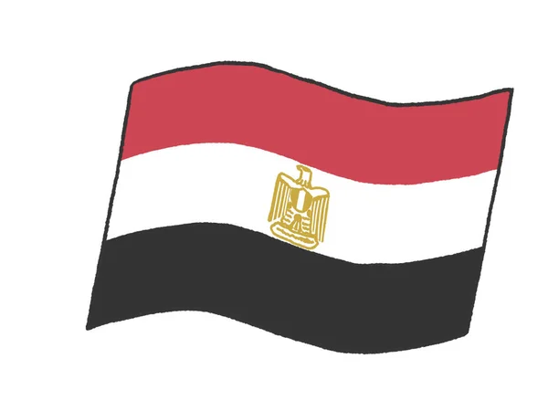 Abbildungen Der Nationalflagge Der Arabischen Republik Ägypten Wie Von Kindern — Stockfoto