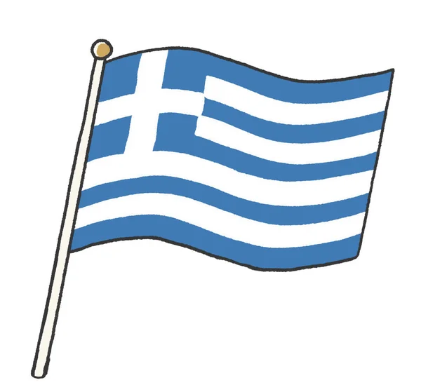 希腊共和国国旗的图解 如儿童手写的图解 — 图库照片