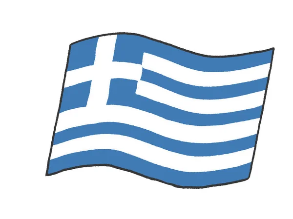 Εικόνες Της Σημαίας Της Ελληνικής Δημοκρατίας Γραμμένες Χέρι Από Παιδιά — Φωτογραφία Αρχείου