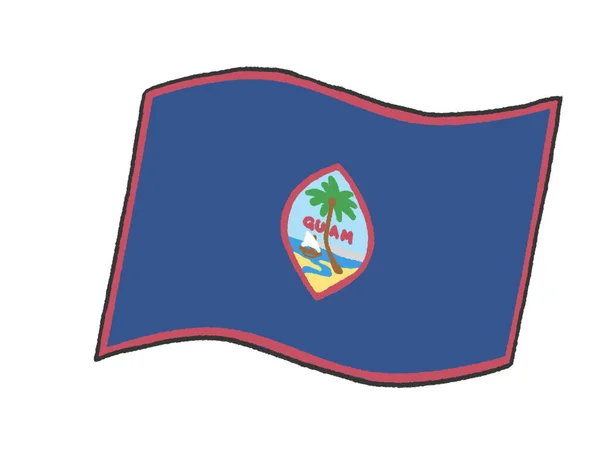 Ilustração Bandeira Território Guam Como Manuscrita Por Uma Criança — Fotografia de Stock