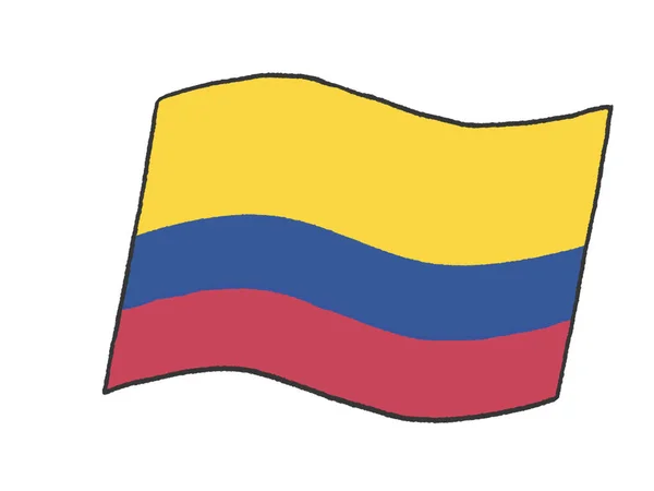 Иллюстрация Флага Республики Колумбия Ребенок Написанный Руки — стоковое фото