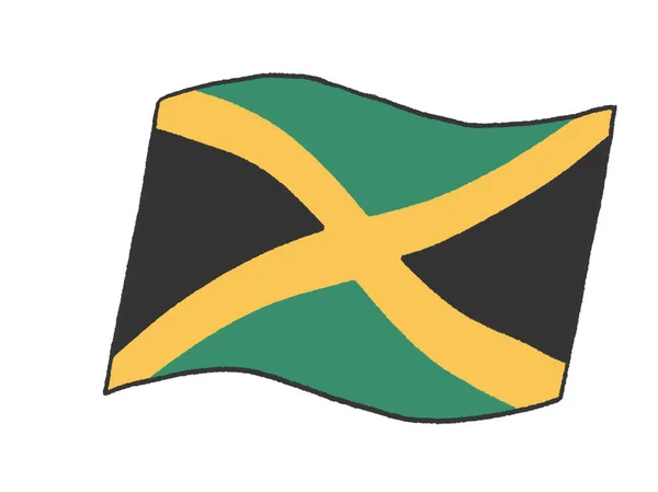 Illusztráció Jamaica Zászló Mint Egy Gyermek Kézzel Írt — Stock Fotó