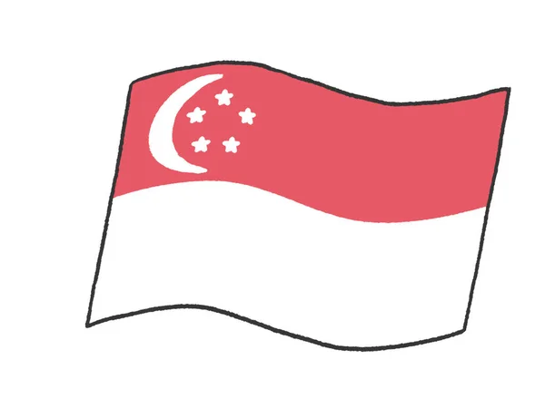 Ilustracje Flagi Republiki Singapuru Jak Odręcznie Pisane Przez Dzieci — Zdjęcie stockowe