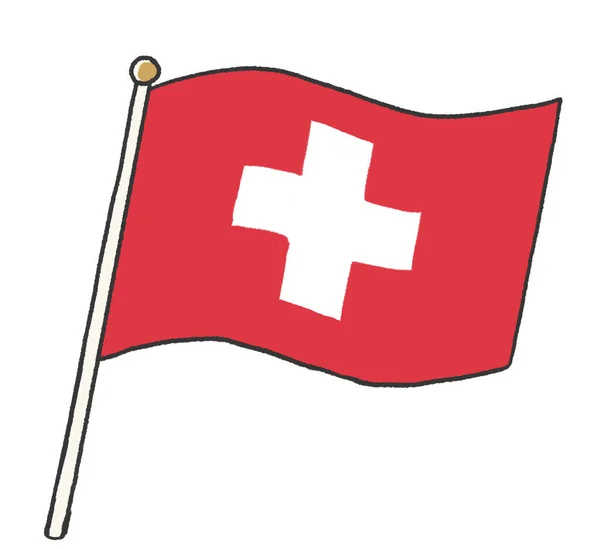 Illusztrációk Svájci Zászló Mint Kézzel Írt Gyermekek — Stock Fotó