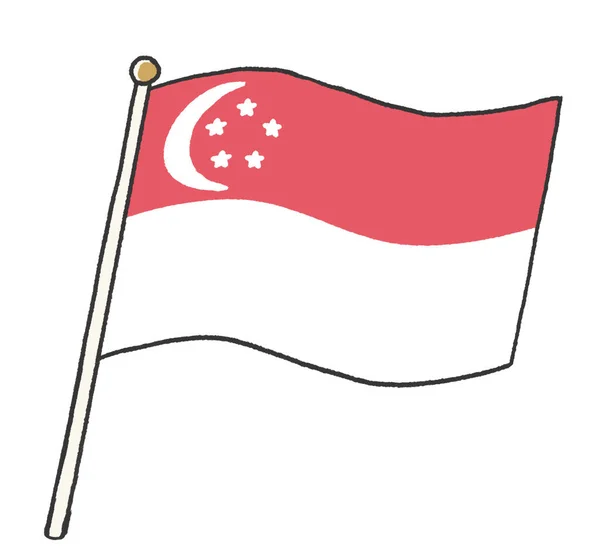 Иллюстрации Флага Республики Сингапур Написанные Руки Детей — стоковое фото