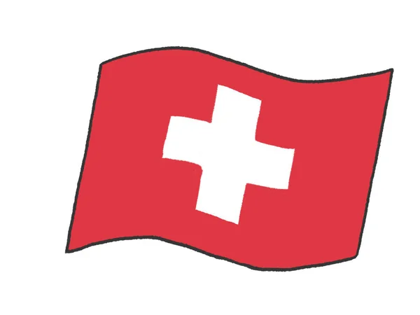 Иллюстрации Швейцарского Флага Написанные Руки Детей — стоковое фото