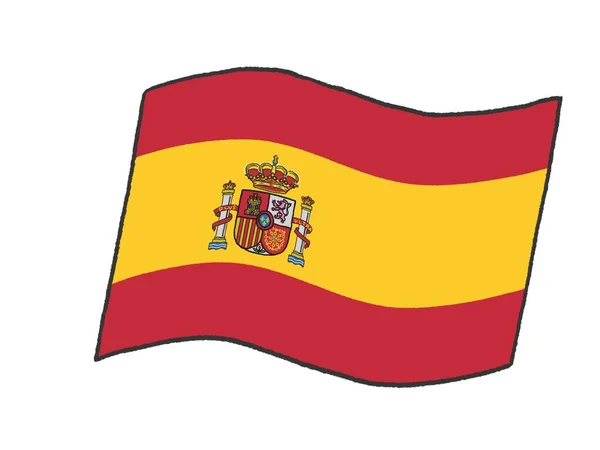 Illustration Spanish Flag Handwritten Children — Stock Photo, Image