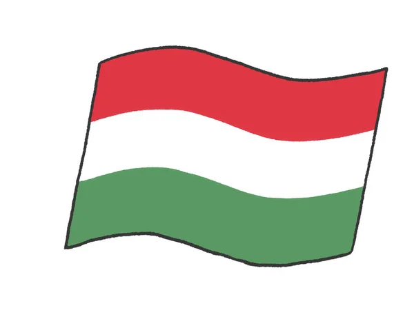 Ilustrace Maďarské Vlajky Jako Ručně Psané Dítětem — Stock fotografie