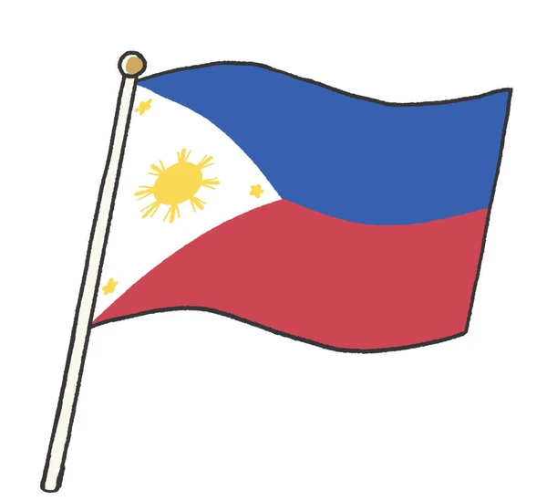 Иллюстрации Флага Республики Филиппины Написанные Руки Детей — стоковое фото