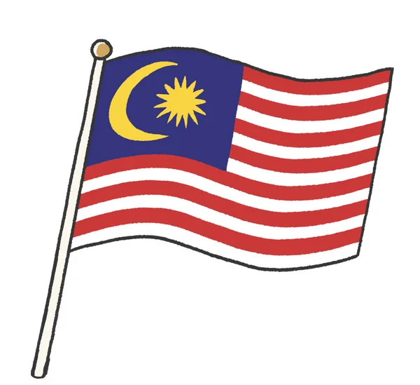 Illustration Malaysian Flag Child Handwritten — Stock Photo, Image