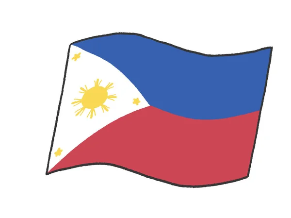 Иллюстрации Флага Республики Филиппины Написанные Руки Детей — стоковое фото