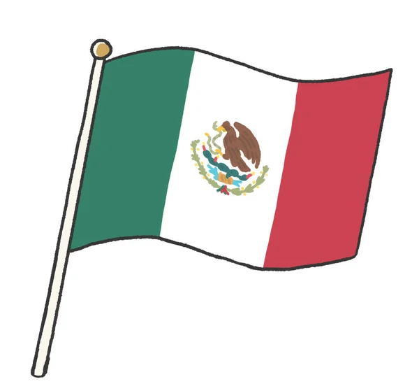 Εικονογράφηση Της Μεξικανικής Σημαίας Όπως Χειρόγραφη Από Παιδί — Φωτογραφία Αρχείου