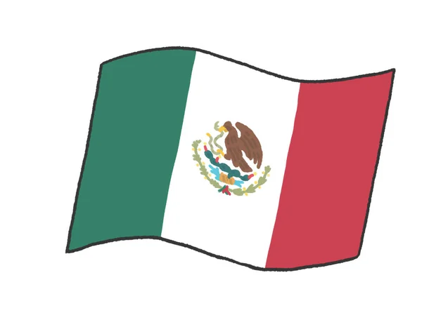 墨西哥国旗的图解 如小孩亲笔写的 — 图库照片