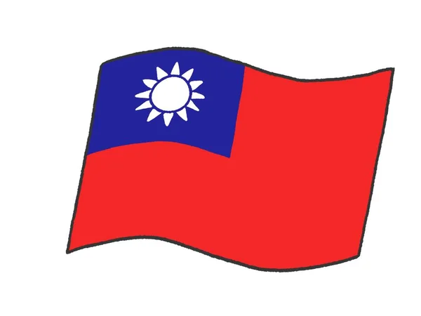 Illustratie Van Taiwanese Vlag Als Een Kind Handgeschreven — Stockfoto
