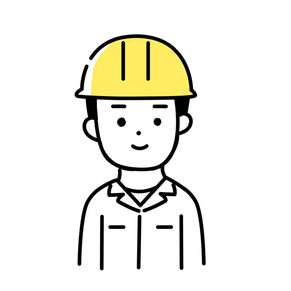 Εικονογράφηση Σειρά Χαριτωμένο Πρόσωπο Άνδρας Εργαζόμενος Χαμόγελο — Διανυσματικό Αρχείο