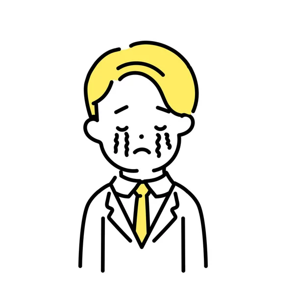 Illustrationsserie Von Cute Person Male Office Worker Cry — Stockvektor