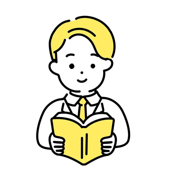 Serie Ilustración Cute Person Male Office Worker Reading — Vector de stock