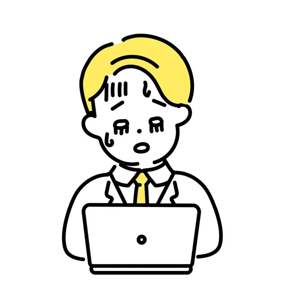 Serie Ilustración Cute Person Male Office Worker Tired — Vector de stock