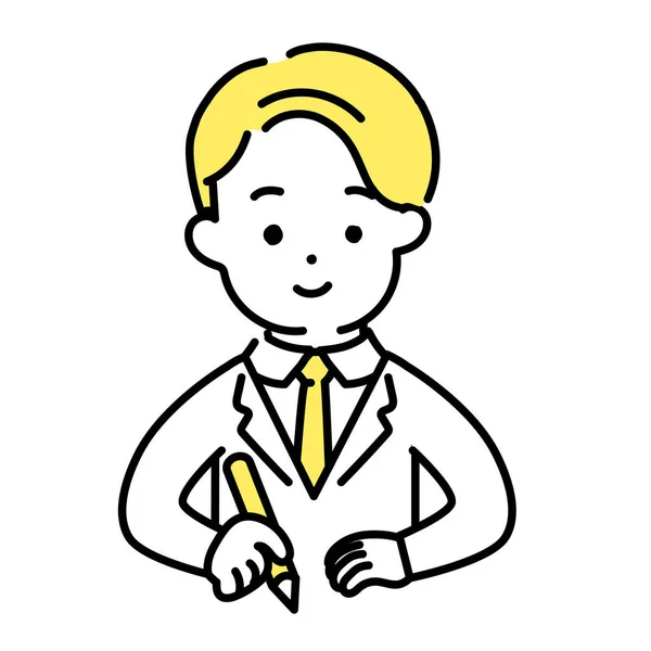 Serie Ilustración Cute Person Male Office Worker Learn — Vector de stock
