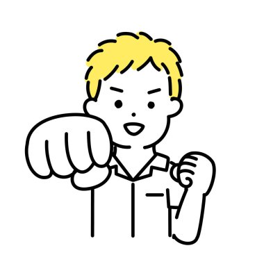 Şirin Kişinin İllüstrasyon Serisi _ Erkek Öğrenci _ Yumruğu