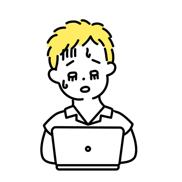 Ilustrace Série Roztomilé Osoby Muž Student Unavený — Stockový vektor