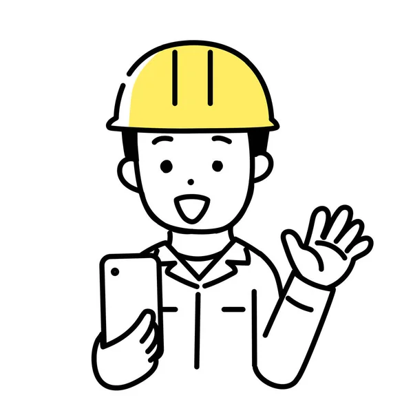 Serie Ilustración Cute Person Male Worker Communication — Vector de stock