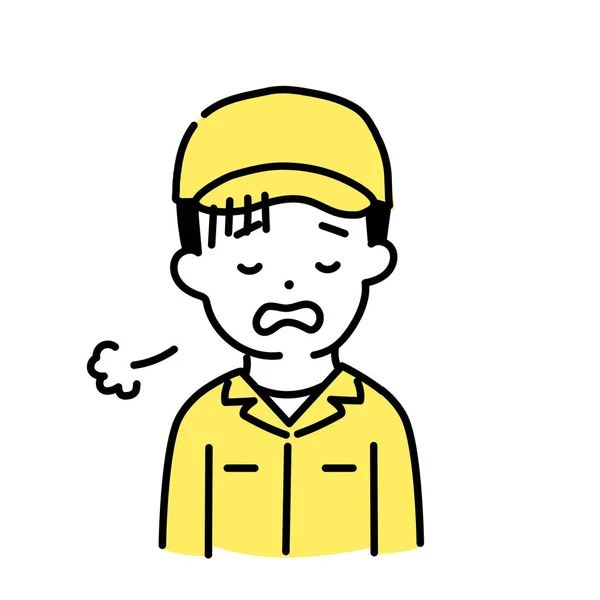Ilustracja Serii Cute Person Mężczyzna Worker Tired — Wektor stockowy