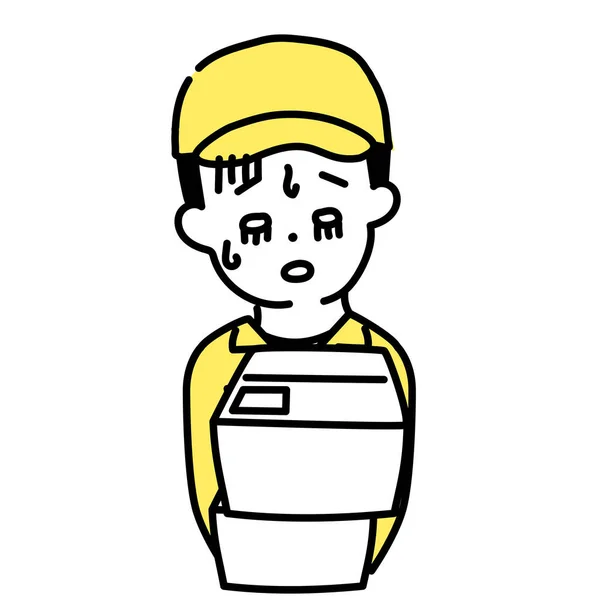 Ilustracja Serii Cute Person Mężczyzna Pracownik Ciężki — Wektor stockowy