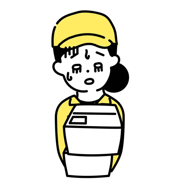 Illustration Serie Søde Person Kvinder Arbejdstagere Heavy – Stock-vektor