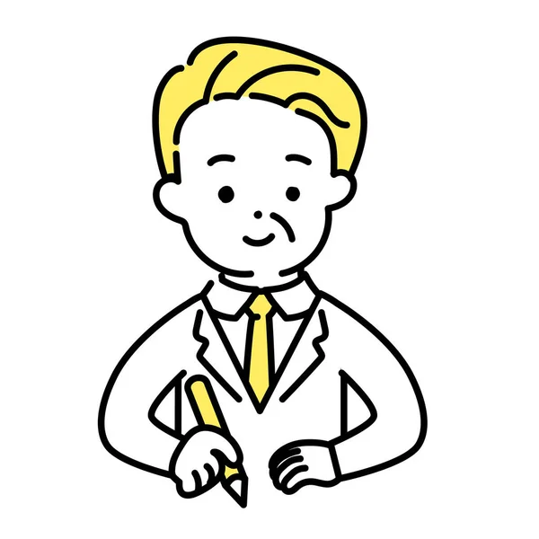 Serie Ilustración Cute Person Office Worker Senior Learn — Vector de stock