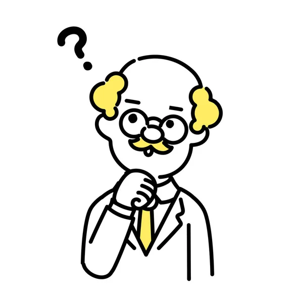 Serie Ilustración Cute Person Senior Question — Vector de stock