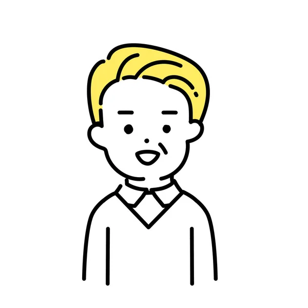 Illustration Series Cute Person _Senior Men_ Smile — Stock Vector
