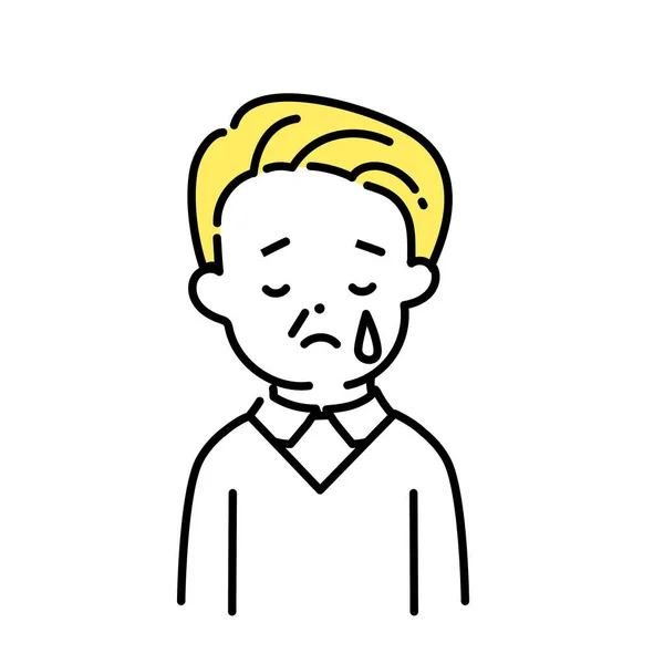 Illustration Series Cute Person Senior Men_ Cry — Stock Vector