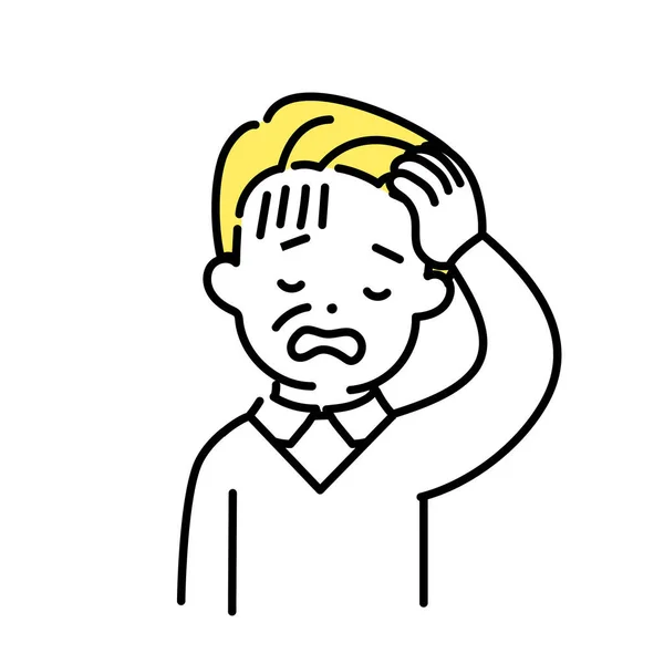 Ilustracja Serii Cute Person Senior Men Ból Głowy — Wektor stockowy