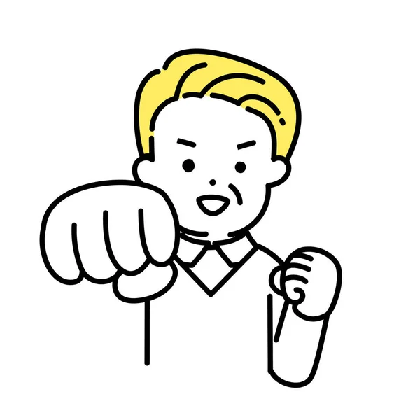 Serie Ilustración Cute Person Senior Male Punch — Vector de stock