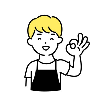 Tatlı Kişinin İllüstrasyon Serisi _ Erkek Tezgahtar _ Tamam İşareti