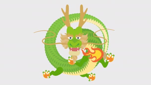 Animación Bucle Dragón Tradicional Oriental — Vídeo de stock