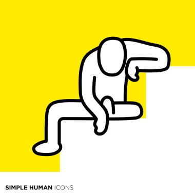 Basit bir ikon serisi, merdivenlerde hayal kırıklığına uğrayan biri.